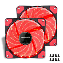 Load image into Gallery viewer, 120mm PC Computer 16dB Ultra Silent 15 LEDs Case Fan Heatsink Cooler Cooling w/ Anti-Vibration Rubber,12CM Fan,12VDC 3P IDE 4pin