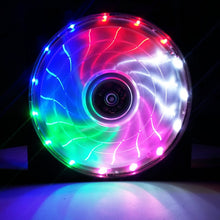 Load image into Gallery viewer, 120mm PC Computer 16dB Ultra Silent 15 LEDs Case Fan Heatsink Cooler Cooling w/ Anti-Vibration Rubber,12CM Fan,12VDC 3P IDE 4pin